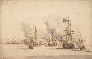 La bataille navale à la Hogue, vers 1701 - Willem van de Velde the Younger
